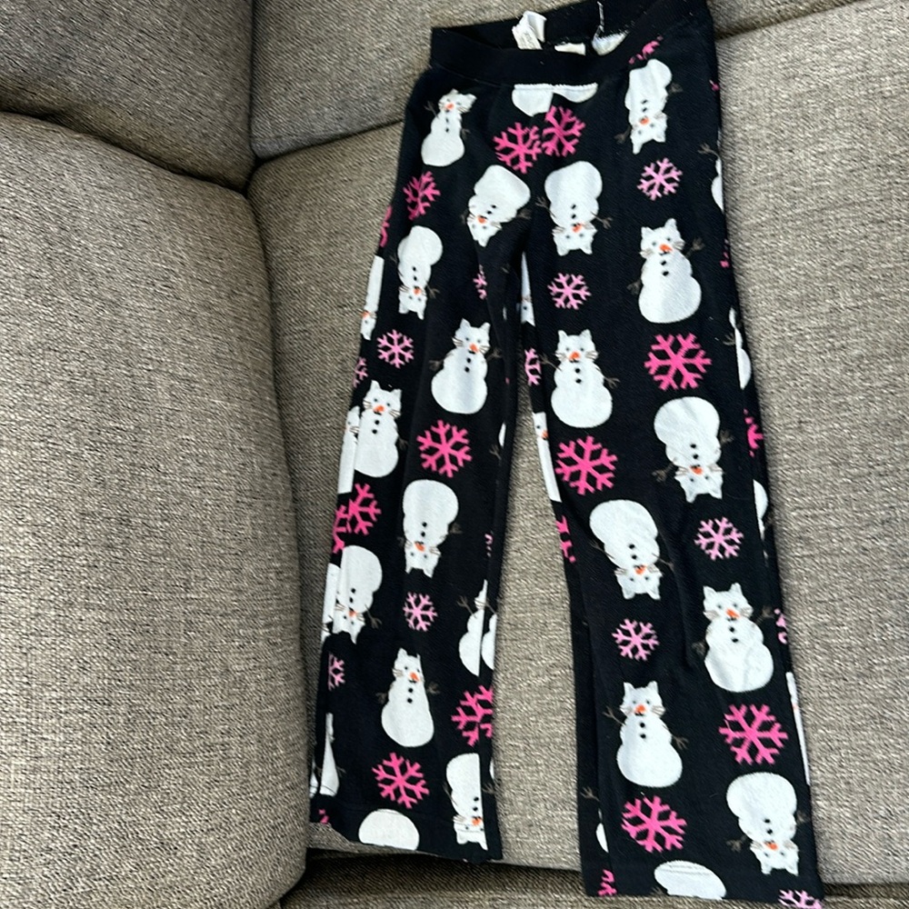 p.s.from Aeropostale Girls Black Pink Snowman Kitty Pajama Pants Size 7